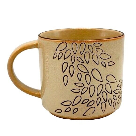 Starbucks Stackable Mug Brown 14oz Embossed Leaves Autumn Fall Engraved 2013 - Picture 1 of 10